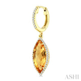 16X7 MM Marquise Shape Citrine and 3/8 Ctw Round Cut Diamond Semi-Precious Earrings in 14K Yellow Gold