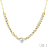 1/2 Ctw Halfway Bezel Set Round and Round Cut Diamond Necklace in 14K Yellow Gold