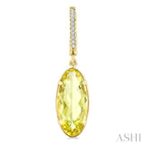12X5 MM Oval Shape Lemon Quartz and 1/10 Ctw Round Cut Diamond Semi-Precious Earrings in 10K Yellow Gold