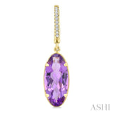 12X5 MM Oval Shape Amethyst and 1/10 Ctw Round Cut Diamond Semi-Precious Earrings in 10K Yellow Gold