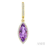 12X5 MM Marquise Shape Amethyst and 1/3 Ctw Round Cut Diamond Semi-Precious Earrings in 10K Yellow Gold