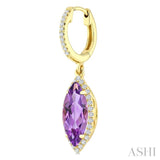 12X5 MM Marquise Shape Amethyst and 1/3 Ctw Round Cut Diamond Semi-Precious Earrings in 10K Yellow Gold