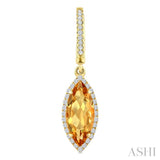 12X5 MM Marquise Shape Citrine and 1/3 Ctw Round Cut Diamond Semi-Precious Earrings in 10K Yellow Gold