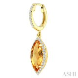 12X5 MM Marquise Shape Citrine and 1/3 Ctw Round Cut Diamond Semi-Precious Earrings in 10K Yellow Gold