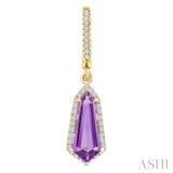 12X5 MM Shield Shape Amethyst and 1/3 Ctw Round Cut Diamond Semi-Precious Earrings in 10K Yellow Gold