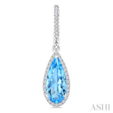 12X5 MM Pear Shape Blue Topaz and 1/3 Ctw Round Cut Diamond Semi-Precious Earrings in 10K White Gold