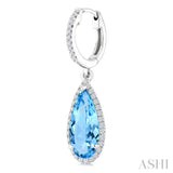 12X5 MM Pear Shape Blue Topaz and 1/3 Ctw Round Cut Diamond Semi-Precious Earrings in 10K White Gold
