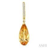 12X5 MM Pear Shape Citrine and 1/10 Ctw Round Cut Diamond Semi-Precious Earrings in 10K Yellow Gold