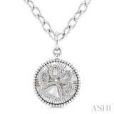 1/10 Ctw Dog Paw Round Cut Diamond Round Fluted Medallion Fashion Pendant With Chain in Sterling Silver