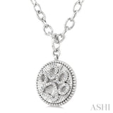 1/10 Ctw Dog Paw Round Cut Diamond Round Fluted Medallion Fashion Pendant With Chain in Sterling Silver