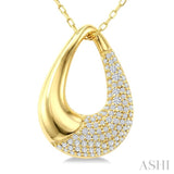 1/3 Ctw Round Cut Diamond Bold Open Window Teardrop Fashion Pendant With Chain in 14K Yellow Gold