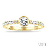 1/2 Ctw Bezel Set Round Cut Diamond Ring in 14K Yellow Gold
