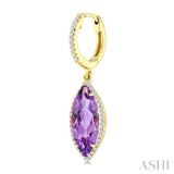16X7 MM Marquise Shape Amethyst and 3/8 Ctw Round Cut Diamond Semi-Precious Earrings in 14K Yellow Gold