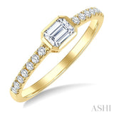 1/2 Ctw East-West Emerald Cut and Round Cut Diamond Ring in 14K Yellow Gold