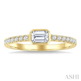1/2 Ctw East-West Emerald Cut and Round Cut Diamond Ring in 14K Yellow Gold