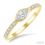 1/2 Ctw East-West Marquise Cut and Round Cut Diamond Ring in 14K Yellow Gold