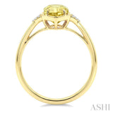 16X6 MM Hexagon Shape Lemon Quartz and 1/20 Ctw Round Cut Diamond Semi-Precious Ring in 10K Yellow Gold