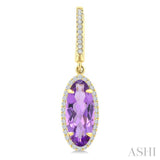 12X5 MM Oval Shape Amethyst and 1/3 Ctw Round Cut Diamond Semi-Precious Earrings in 10K Yellow Gold