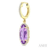 12X5 MM Oval Shape Amethyst and 1/3 Ctw Round Cut Diamond Semi-Precious Earrings in 10K Yellow Gold