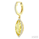 12X5 MM Marquise Shape Lemon Quartz and 1/3 Ctw Round Cut Diamond Semi-Precious Earrings in 10K Yellow Gold