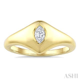 1/5 Ctw Marquise Cut Diamond Fashion Signet Ring in 10K Yellow Gold
