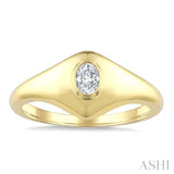 1/5 Ctw Oval Cut Diamond Fashion Signet Ring in 10K Yellow Gold