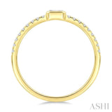 1/3 Ctw Bezel Set Emerald and Round Cut Diamond Fashion Ring in 14K Yellow Gold