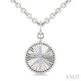 1/10 Ctw Latin Cross Round Cut Diamond Round Fluted Medallion Fashion Pendant With Chain in Sterling Silver