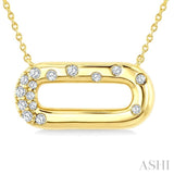 1/5 Ctw Round Cut Diamond  Paperclip Mosaic Pendant With Chain in 10K Yellow Gold