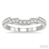 3/8 Ctw Stepped Lattice Arch Round Cut Diamond Wedding Band in 14K White Gold
