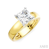 1/20 Ctw Princess Shape Round Cut Diamond Semi-Mount Engagement Ring in 14K Yellow and White Gold