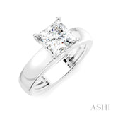 1/20 Ctw Princess Shape Round Cut Diamond Semi-Mount Engagement Ring in 14K White Gold