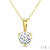 1/3 Ctw Round Cut Diamond Martini Solitaire Pendant With Chain in 14K Yellow Gold