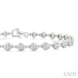 2 Ctw Bezel Set Round Cut Diamond Station Bracelet in 14K White Gold