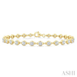 2 Ctw Bezel Set Round Cut Diamond Station Bracelet in 14K Yellow Gold