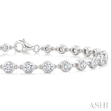 3 Ctw Bezel Set Round Cut Diamond Station Bracelet in 14K White Gold