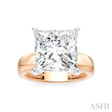 1/6 Ctw Princess Shape Round Cut Diamond Semi-Mount Engagement Ring in 14K Rose and White Gold