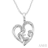 1/50 Ctw Round Cut Diamond Heart Pendant in Sterling Silver with Chain