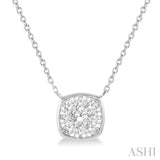 1/3 Ctw Cushion Shape Lovebright Diamond Pendant With Chain in 14K White Gold