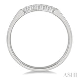 1/10 Ctw 7 Stone Round Cut Diamond Wedding Band in 14K White Gold