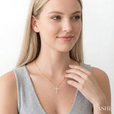 1 Ctw Round Cut Diamond Cross Pendant in 14K Yellow Gold with Chain