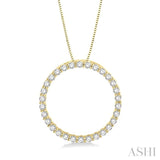 1 Ctw Round Cut Diamond Circle of Love Pendant with Chain in 14K Yellow Gold