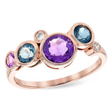 14KT Gold Ladies Amethyst & Blue Topaz Fashion Ring