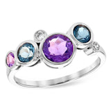 14KT Gold Ladies Amethyst & Blue Topaz Fashion Ring