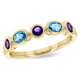 14KT Gold Ladies Blue Topaz & Amethyst Fashion Ring