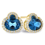 14KT Gold Blue Topaz Earrings