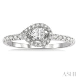 1/4 Ctw Round and Pear Cut Diamond Petite Fashion Ring in 10K White Gold