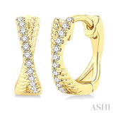 1/6 Ctw Petite Criss Cross Rope and Round Cut Diamond Fashion Huggies in 10K Yellow Gold