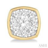 1/2 Ctw Cushion Shape Round Cut Diamond Lovebright Bezel Stud Earrings in 14K Yellow and White Gold