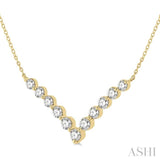 1 Ctw Chevron Round Cut Diamond Necklace in 14K Yellow Gold